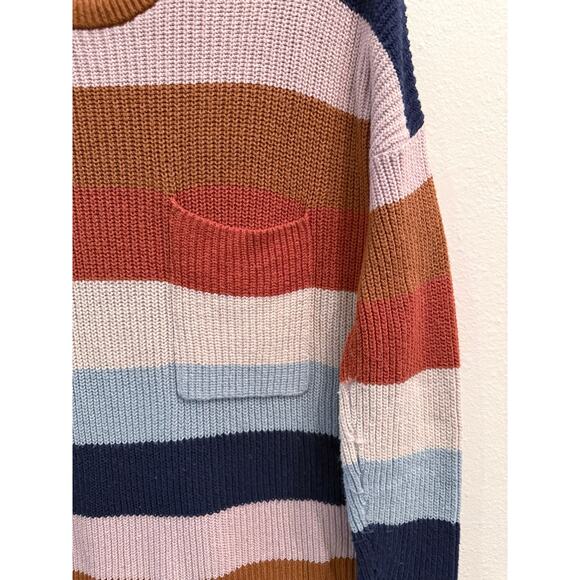 Madewell Oversized Rainbow Stripe Pullover Sweater | Cotton Knit Crewneck XS - Picture 5 of 12